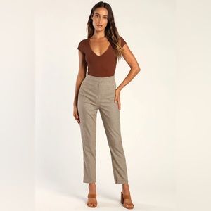 She's All Plaid Beige and Brown Plaid Straight Leg Pants